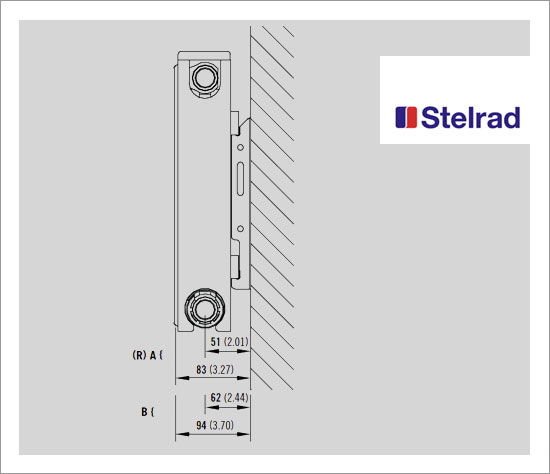 Stelrad Compact K1 Type 11 Single Panel Single Convector Radiator 600mm x 800mm White Dimensional Diagram