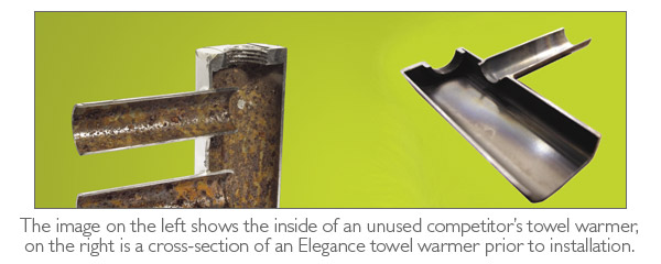 Example of the superior quality of an Abacus Elegance towel rail