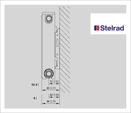 Stelrad Compact K1 Type 11 Single Panel Single Convector Radiator 450mm x 700mm White Dimensional Diagram