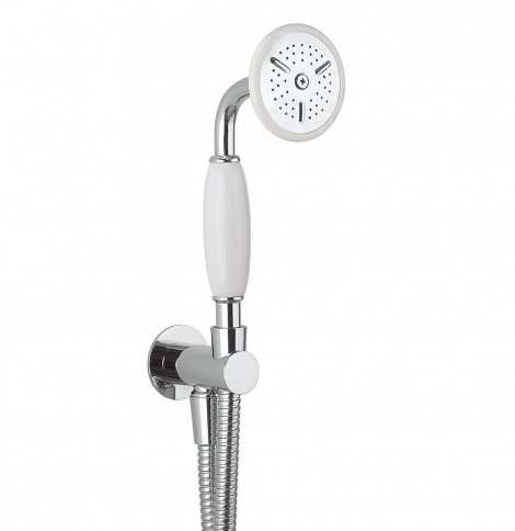 Crosswater Belgravia shower handset, wall outlet and hose Chrome