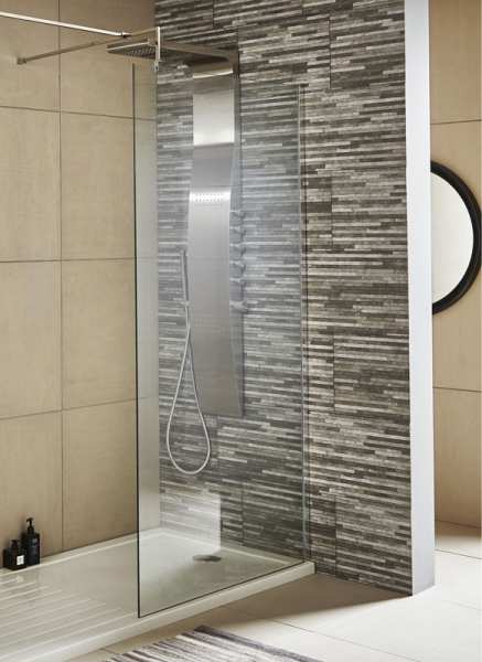 Nuie 800mm Wetroom Screen and Support Bar WRSC080