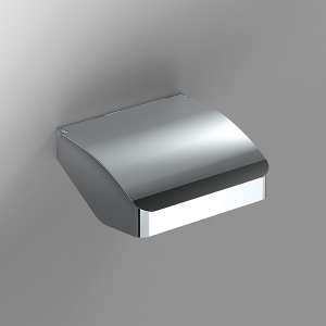 Sonia S Cube Chrome Toilet Roll Holder with Flap