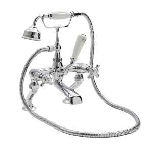 Hudson Reed White Topaz With Crosshead Deck Mounted Bath Shower Mixer Tap BC304DX