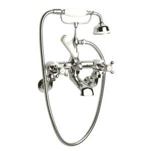 Hudson Reed White Topaz With Crosshead Wall Mounted Bath Shower Mixer Tap BC304HXWM