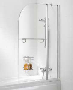 Lakes Curved Bath Shower Screen with Rail 975mm
