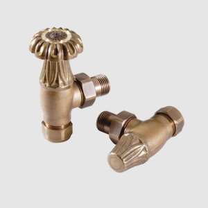 MHS Chartwell 15mm Angled Manual Radiator Valves in Brass