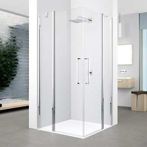 Novellini Young A Corner Entry Hinged Door and Inline Shower Panel 760 Y2A73L 1K