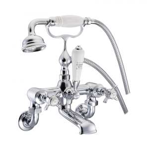 St James Wall Mounted Bath Shower Mixer Tap with Shower Kit SJ350 Chrome
