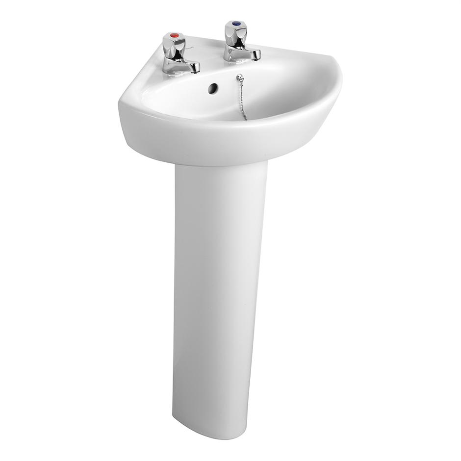 ... Sandringham 21 48cm corner pedestal basin, two tapholes - E894201