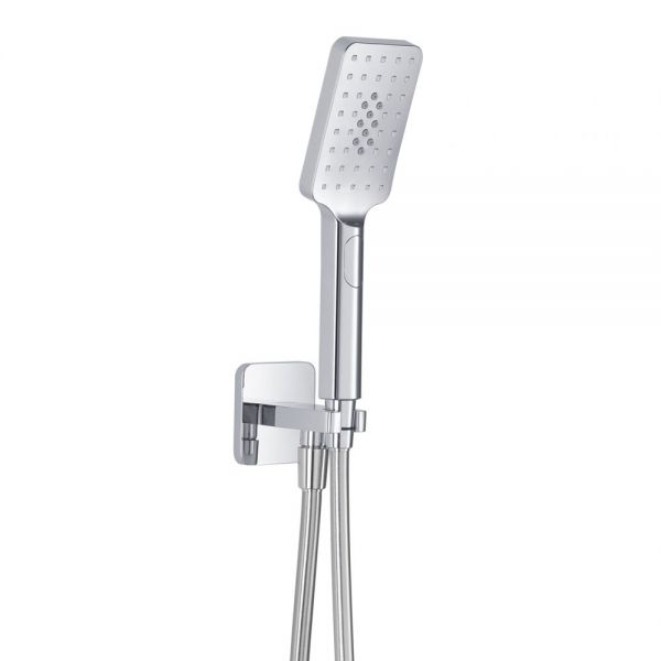 JTP HIX Chrome Square Shower Kit with Wall Outlet, Handset and Hose