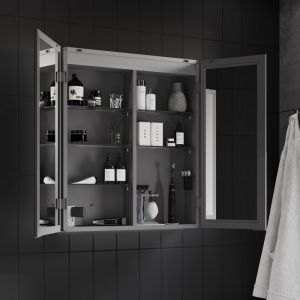 HIB Isoe 60 LED Double Door Mirrored Bathroom Cabinet