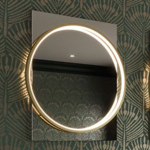 HIB Solas 50 Illuminated LED Brushed Brass Frame Bathroom Mirror