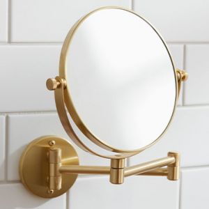 Miller Classic Brushed Brass Round Wall Mounted Extendable Cosmetic Mirror 8781MP1