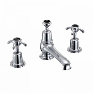 Burlington Anglesey Chrome 3 Hole Basin Mixer Tap With Black Indices AN12 BLA