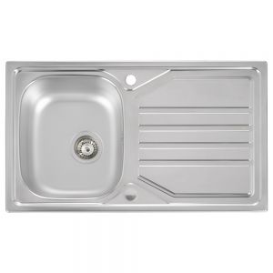 Abode Mikro Inset Single Bowl Stainless Steel Kitchen Sink with Drainer