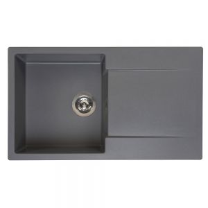 Reginox Amsterdam Grey Silvery Single Bowl Inset Granite Kitchen Sink 860 x 500mm