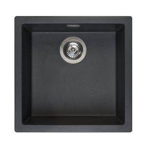 Reginox Amsterdam Black Silvery Single Bowl Granite Kitchen Sink 460 x 460mm