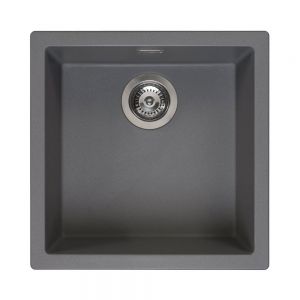 Reginox Amsterdam Grey Silvery Single Bowl Granite Kitchen Sink 460 x 460mm