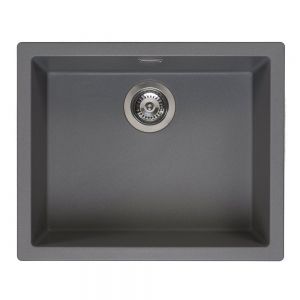 Reginox Amsterdam Grey Silvery Single Bowl Granite Kitchen Sink 560 x 460mm