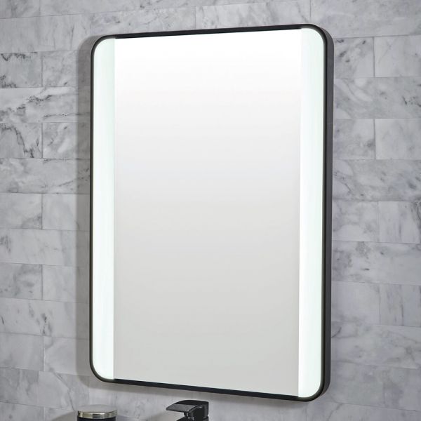 Apex Mono Soft Edge LED Matt Black Bathroom Mirror 500 x 700mm
