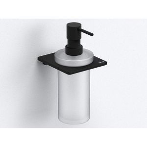 Sonia S Cube Frosted Glass Soap Dispenser with Black Fixings