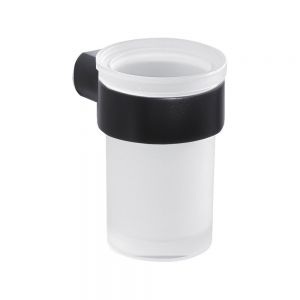 Gedy Pirenei Black and Frosted Glass Wall Mounted Tumbler Holder