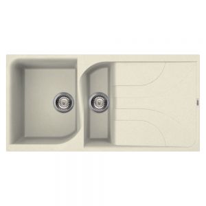 Reginox Ego 475 Cream 1.5 Bowl Inset Granite Kitchen Sink 1000 x 500mm