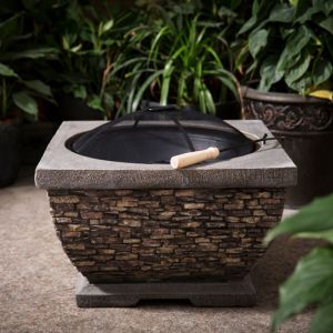 Callow Wood Burning Stone Fire Pit and Patio Heater
