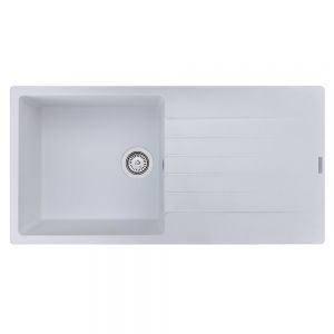Reginox Harlem Pure White Inset Single Bowl Granite Kitchen Sink 1000 x 500mm