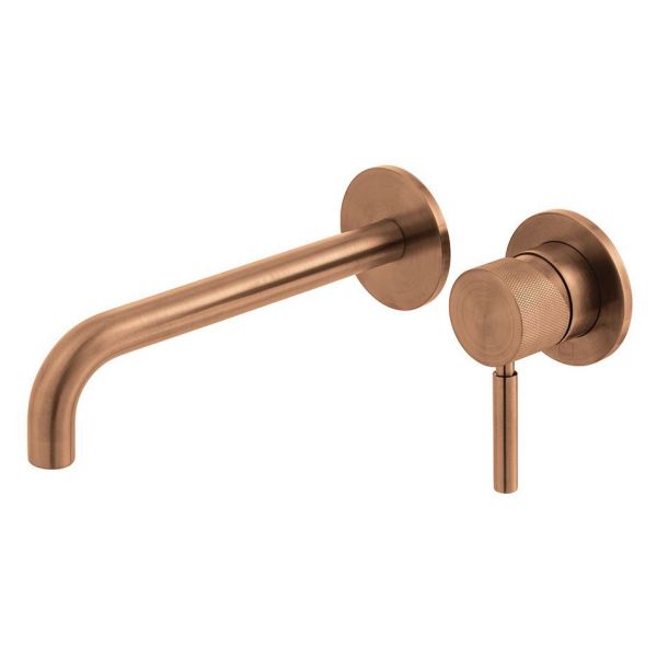 Vado Individual Origins Knurled Brushed Bronze Two Hole Wall Mounted Basin Mixer Tap