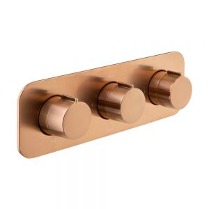 Vado Individual Altitude Brushed Bronze Horizontal Three Outlet Thermostatic Shower Valve