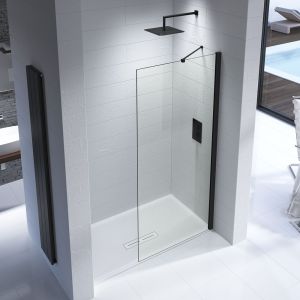 Kudos Ultimate 2 Black RECESS 10mm Glass Walk in Shower Enclosure 1400 x 800