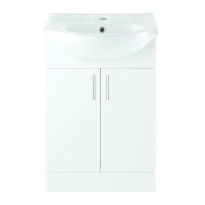 Moods Westleigh 650 White Gloss Floor Standing Unit and Semi Recessed Basin