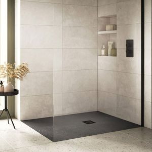Moods 1600 x 800mm Grey Slate Effect Rectangular Shower Tray
