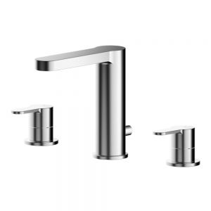 Nuie Arvan Chrome Deck Mounted 3 Hole Basin Mixer Tap with Pop Up Waste