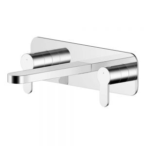 Nuie Arvan Chrome Wall Mounted 3 Hole Wall Mounted Basin Mixer Tap with Plate