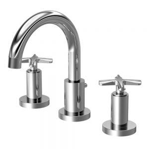 Nuie Aztec Chrome Deck Mounted 3 Hole Basin Mixer Tap with Pop Up Waste