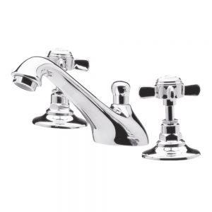 Nuie Beaumont Chrome Deck Mounted 3 Hole Basin Mixer Tap with Pop Up Waste