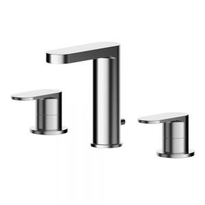 Nuie Binsey Chrome Deck Mounted 3 Hole Basin Mixer Tap with Pop Up Waste