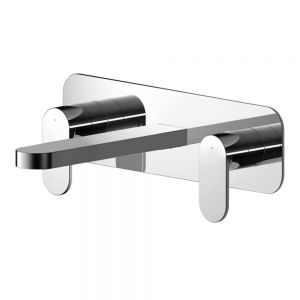 Nuie Binsey Chrome Wall Mounted 3 Hole Wall Mounted Basin Mixer Tap with Plate