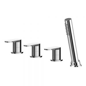 Nuie Binsey Chrome Deck Mounted 4 Hole Bath Shower Mixer Tap