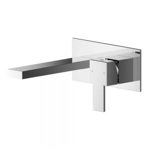 Nuie Sanford Chrome Wall Mounted Basin Mixer Tap with Plate