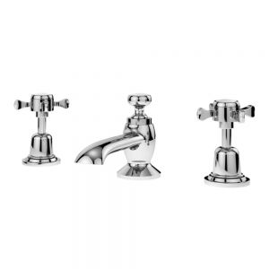Nuie Selby Chrome Deck Mounted 3 Hole Basin Mixer Tap with Pop Up Waste