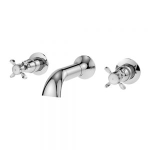 Nuie Selby Chrome Wall Mounted 3 Hole Wall Mounted Bath Filler Tap