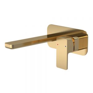 Nuie Windon Brushed Brass Wall Mounted Basin Mixer Tap