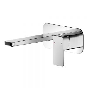 Nuie Windon Chrome Wall Mounted Basin Mixer Tap with Plate