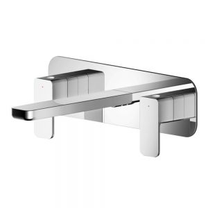 Nuie Windon Chrome Wall Mounted 3 Hole Wall Mounted Basin Mixer Tap with Plate