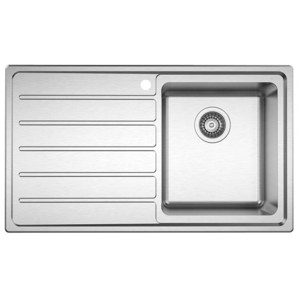 Clearwater Solar 1 Bowl Inset Stainless Steel Kitchen Sink with Left Hand Drainer 860 x 500