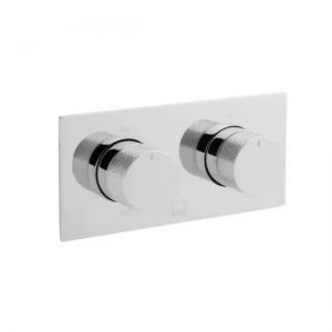 Vado Tablet Knurled Chrome Two Outlet Horizontal Thermostatic Shower Valve