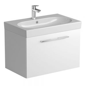 Tissino Angelo 700mm Wall Hung Bathroom Unit and Basin Gloss White
